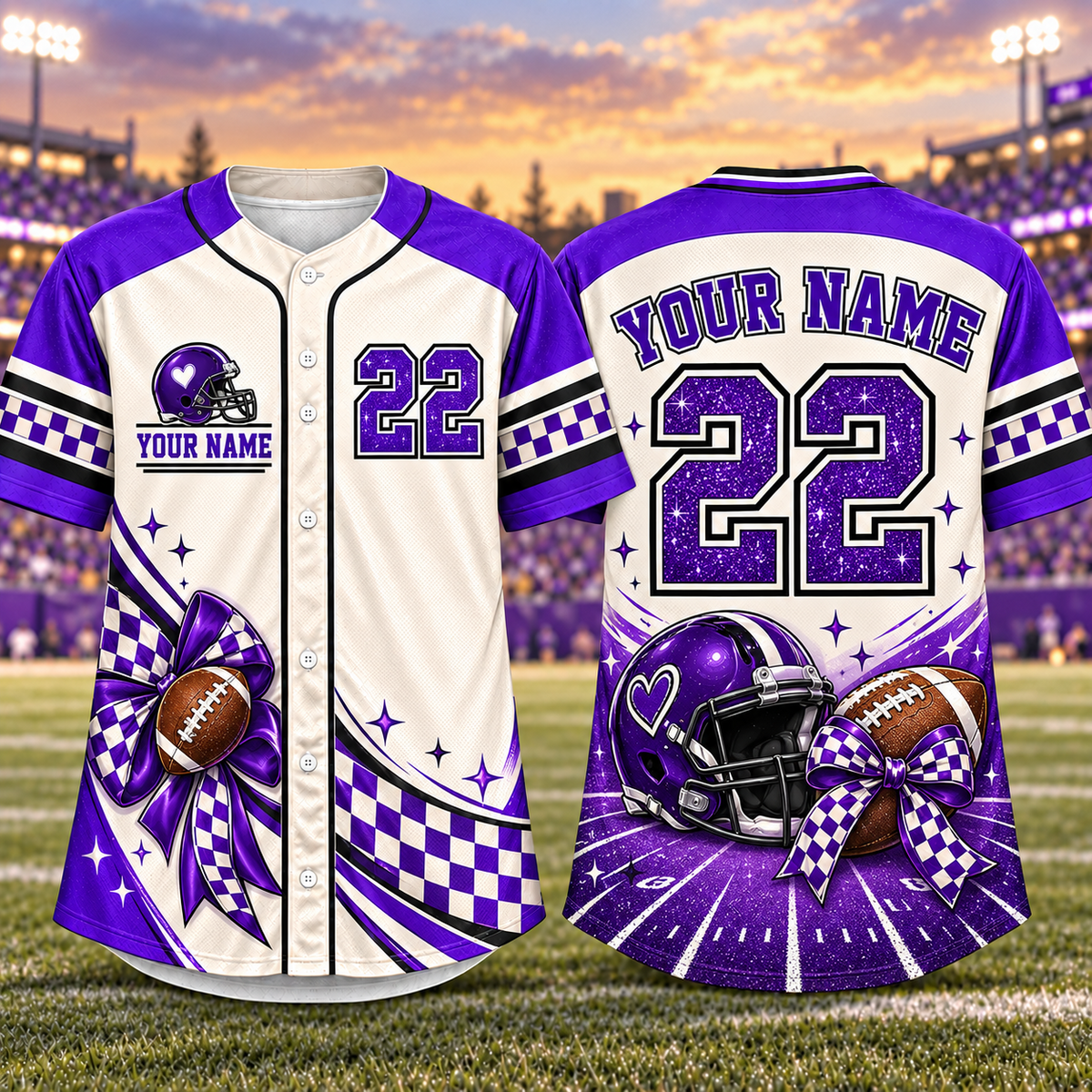 Personalized Football Bow Jersey – Custom Name, Number & Team Colors