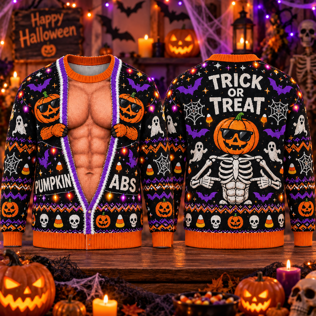 Halloween Funny Trick Or Treat Ugly Sweatshirt