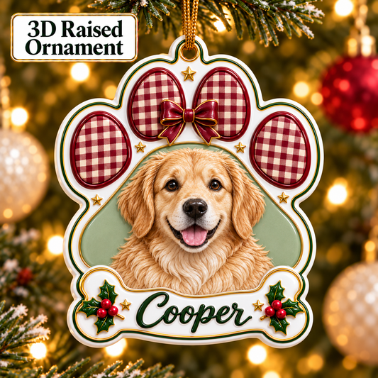 Personalized 3D Raised Acrylic Custom Pet Name & Photo Ornament