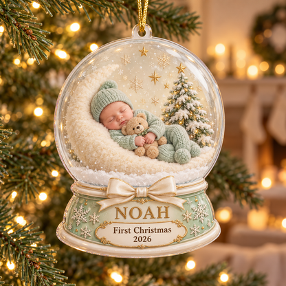 Personalized Custom Baby 1st Christmas Acrylic Ornament – Custom Name Holiday Gift