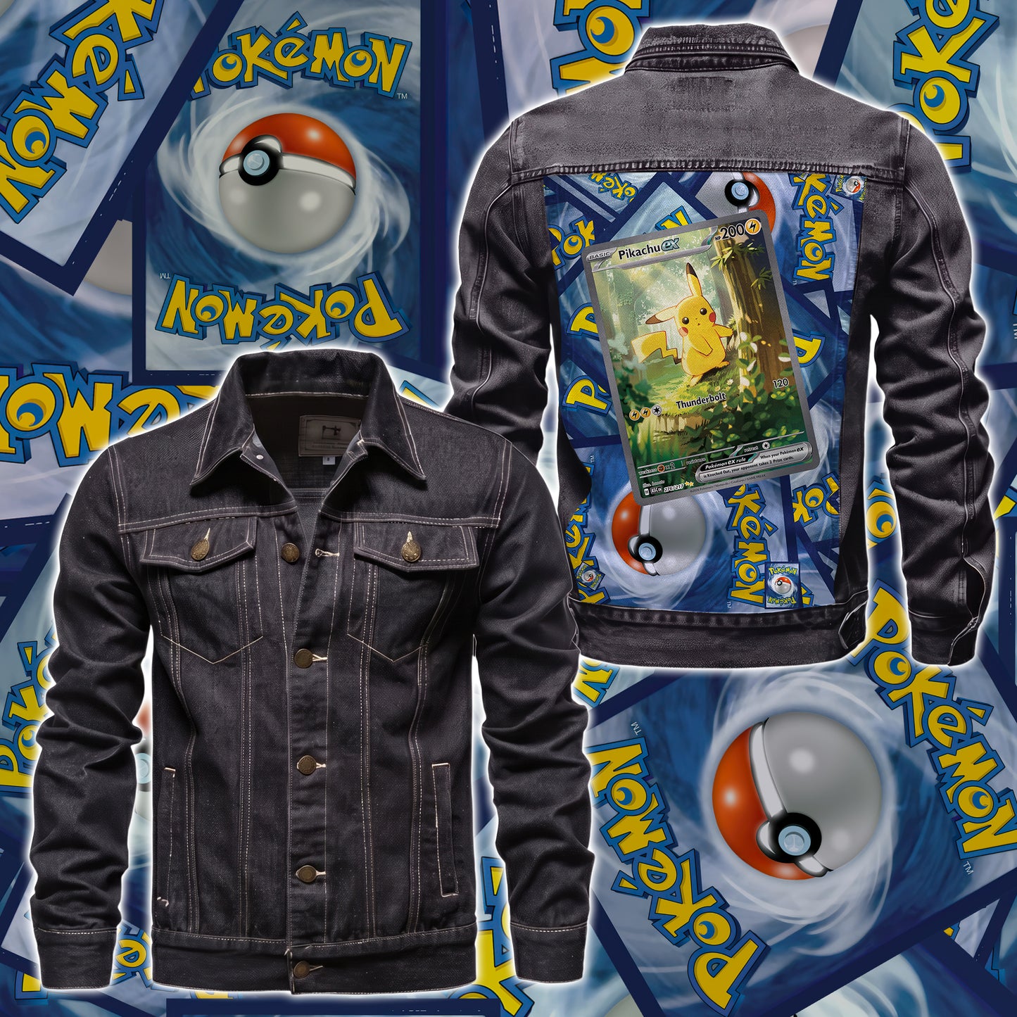PKM Pikachu EX Custom Lightweight Denim Jacket