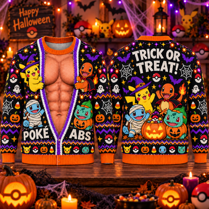 Halloween PKM Funny Poke Abs Trick Or Treat Ugly Sweatshirt