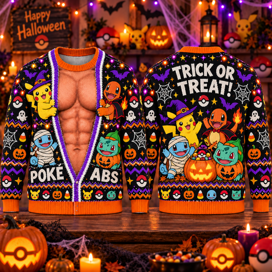 Halloween PKM Funny Poke Abs Trick Or Treat Ugly Sweatshirt