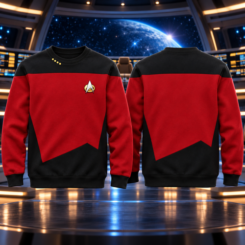 Star Trek Inspired Command Uniform T-Shirt, Red and Black Captain Style
