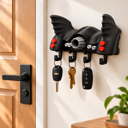 Batmobile Key Holder, Back to the Future Inspired Wall Key Rack, 3D Printed Car Key Holder