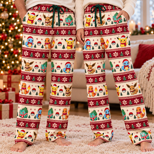 PKM Christmas Lounge Pants, Red Plaid Lounge Pants for Men and Women, Matching Couples Loungewear