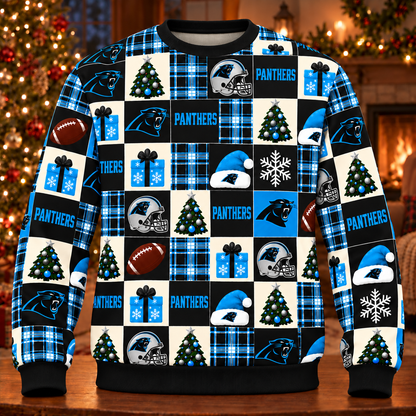 Personalized Panthers Christmas Sweatshirt and Lounge Pants