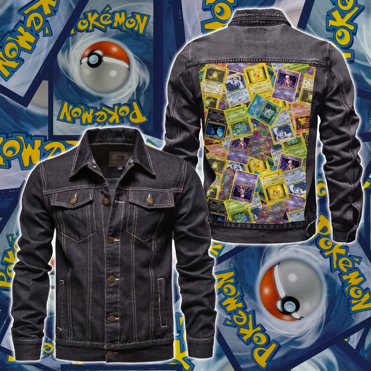 PKM Cards Collector Custom Lightweight Denim Jacket