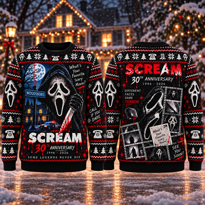 Scream 30th Anniversary Knit-Effect Ugly Christmas Sweatshirt