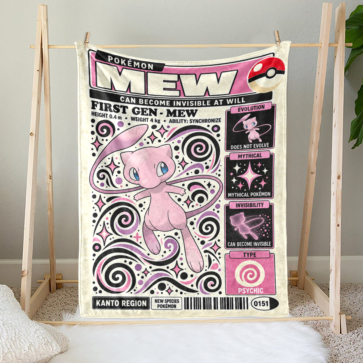 PKM Mew Evolution Retro Fleece Blanket