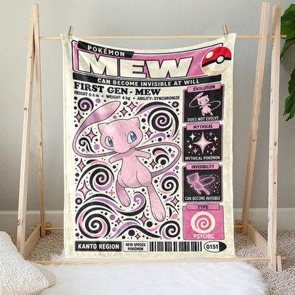 PKM Mew Evolution Retro Fleece Blanket