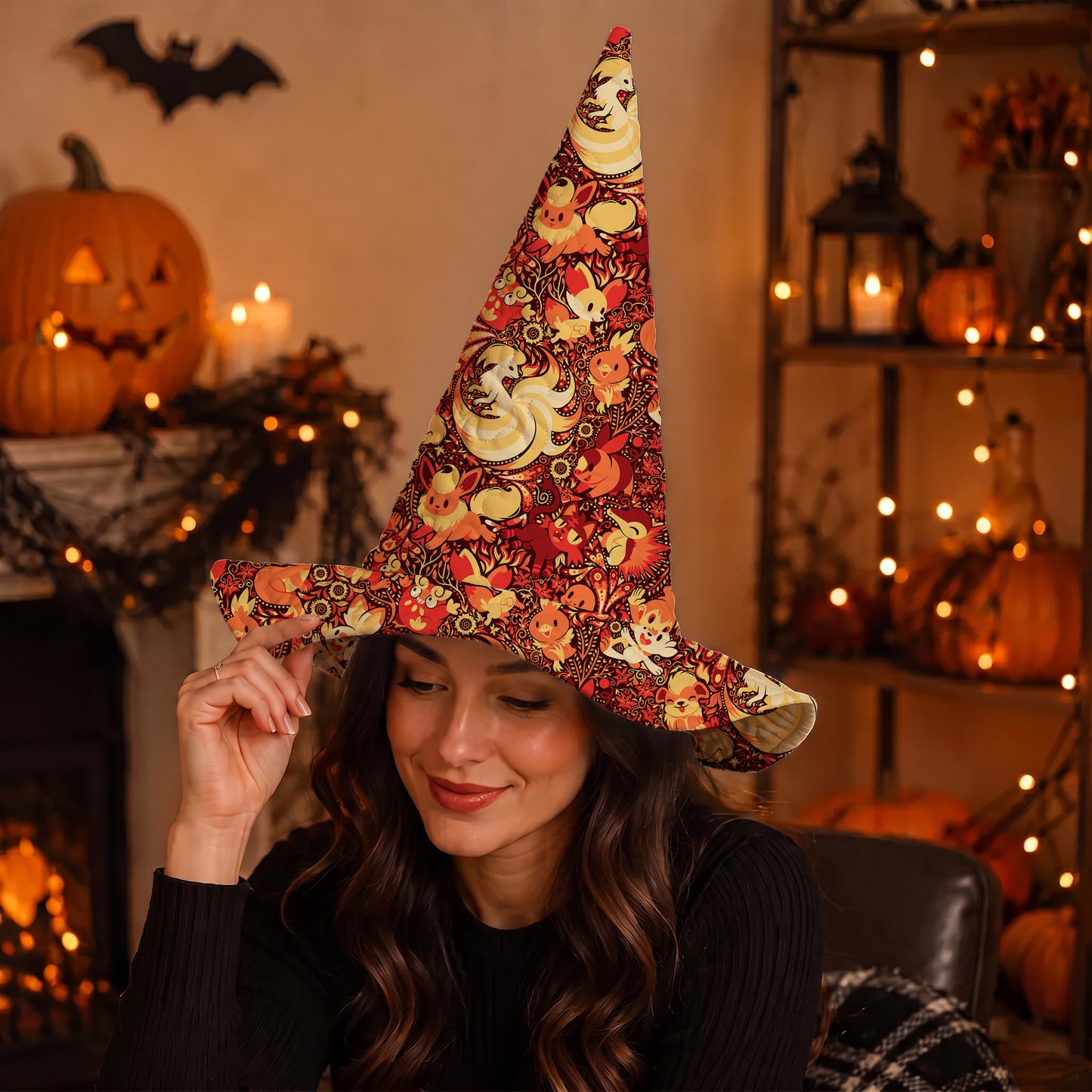 PKM Fire Type Custom Halloween Witch Hat