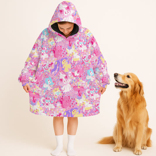 Anime PKM Fairy Seamless Pattern Custom Blanket Hoodie