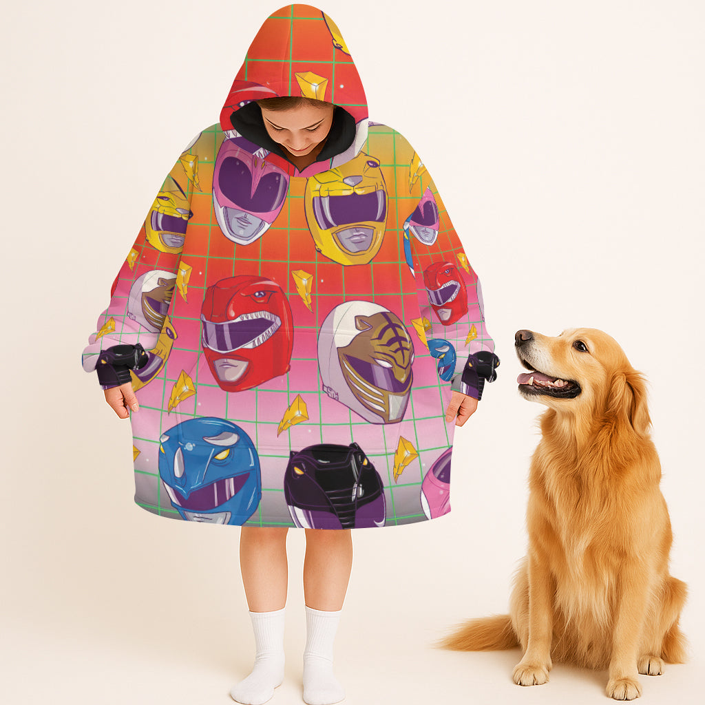 Mighty Morphin Power Rangers Helmet Seamless Pattern Custom Blanket Hoodie
