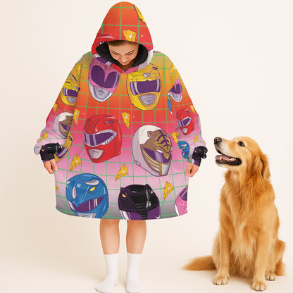 Mighty Morphin Power Rangers Helmet Seamless Pattern Custom Blanket Hoodie