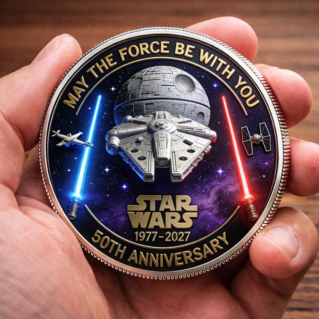 Star Wars 50th Anniversary Printed Commemorative Coin 1977–2027 – Limited Edition Collector’s Coin