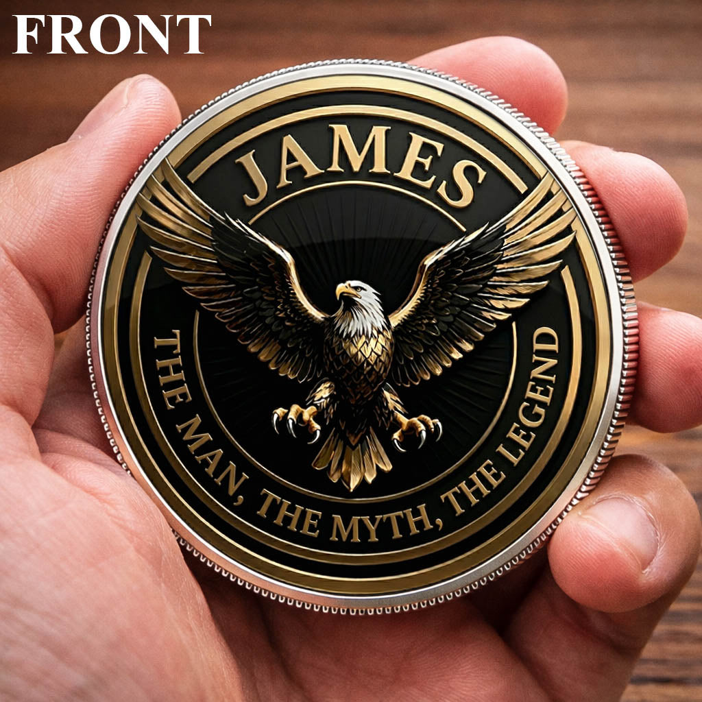 250th Anniversary Eagle The Man The Myth The Legend Custom Name Printed Commemorative Coin