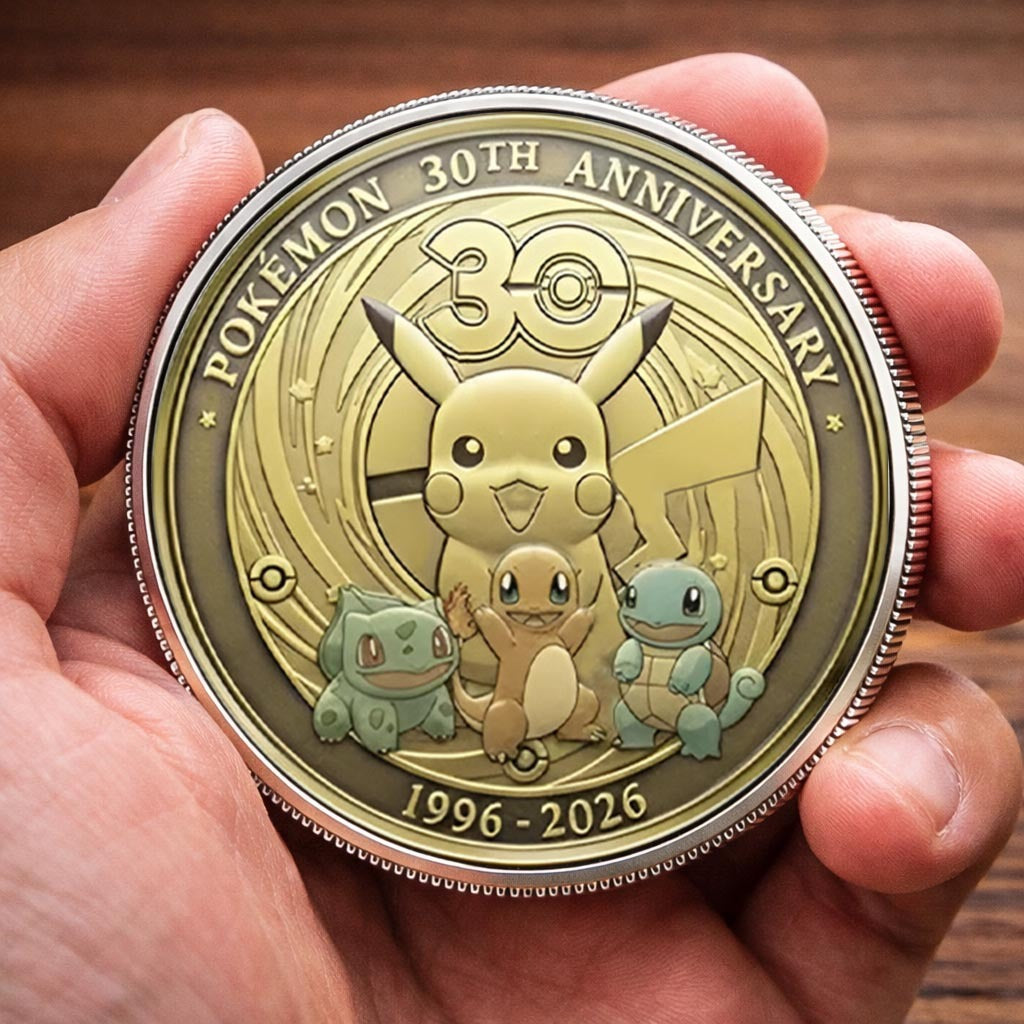 Pokémon 30th Anniversary Printed Commemorative Coin With Pocket