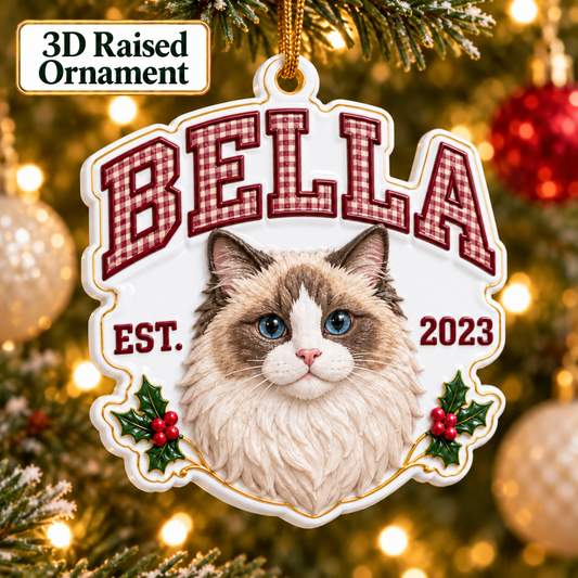 Personalized 3D Raised Acrylic Custom Pet Name & Photo Ornament