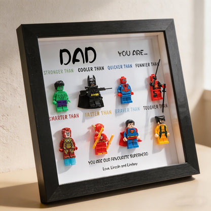 Personalized Superhero Minifigure Frame Best Dad Gift