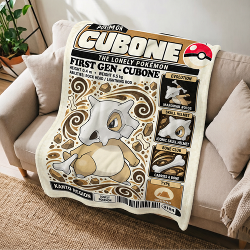 PKM Cubone Evolution Retro Fleece Blanket