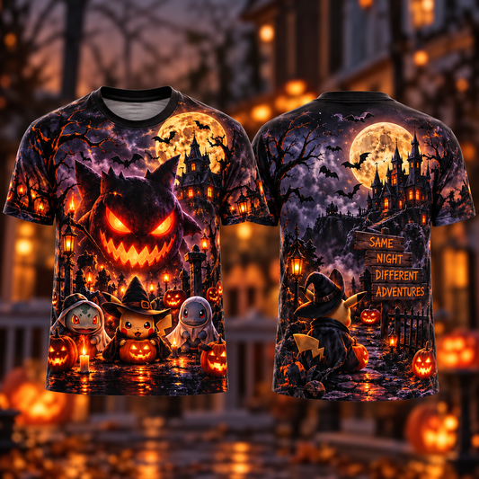 Halloween PKM Same Night Different Adventures AOP T-Shirt Sweatshirt Hoodie