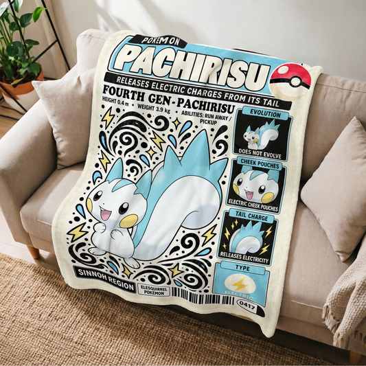 PKM Pachirisu Evolution Retro Fleece Blanket