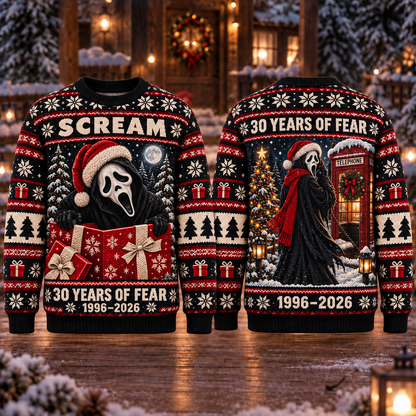 Christmas Scream 30th Anniversary Knit-Effect Ugly Christmas Sweatshirt