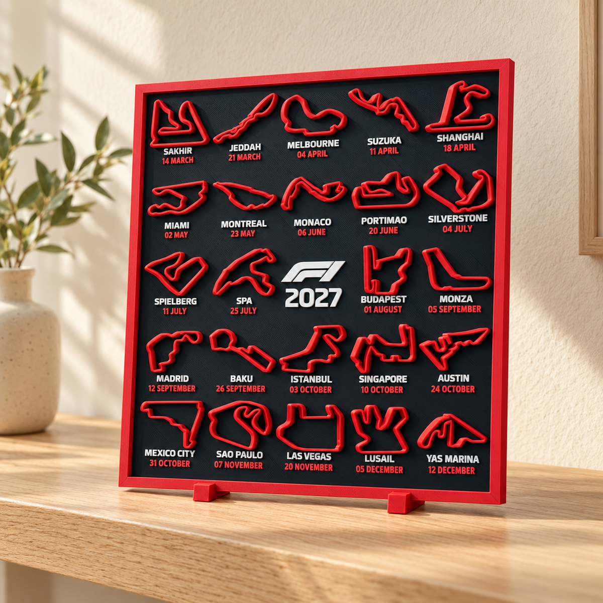 2027 F1 Inspired Circuit Display Board, 3D Printed Race Track Art, Motorsport Desk Decor, Racing Fan Gift