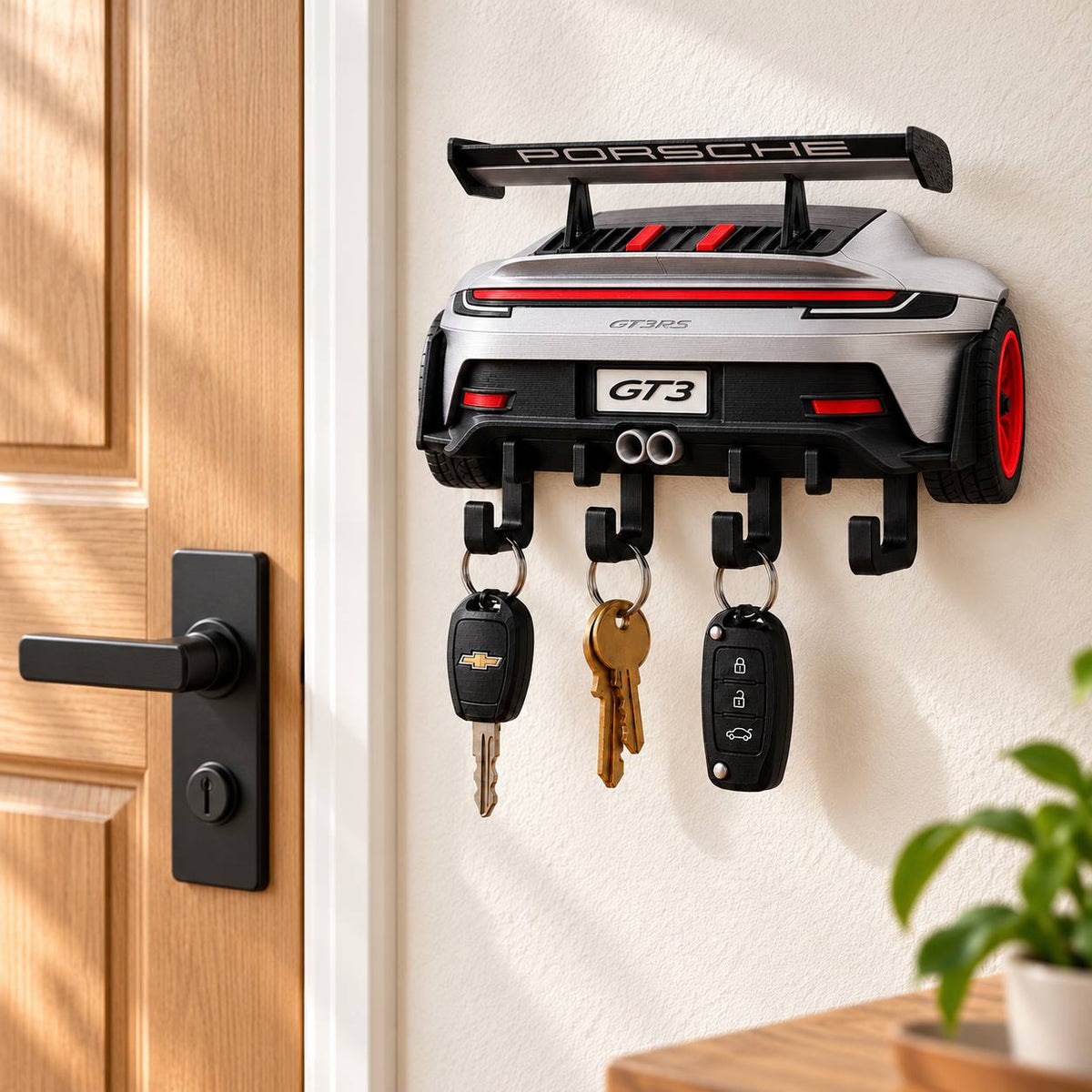Porsche GT3 Key Holder, Back to the Future Inspired Wall Key Rack, 3D Printed Car Key Holder