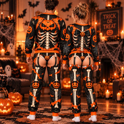 Halloween Funny Mr & Mrs Skeleton Sweatshirt And Sweatpants Set
