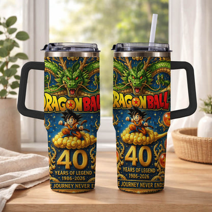Dragon Anime Legend 40th Anniversary Tumbler, 1986–2026 Adventure Inspired Travel Cup, Fantasy Dragon Stainless Tumbler With Handle