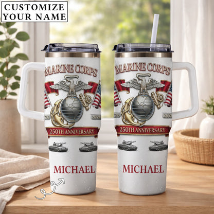 USA 250th Anniversary Marine Corp - Custom Name 40oz Tumbler