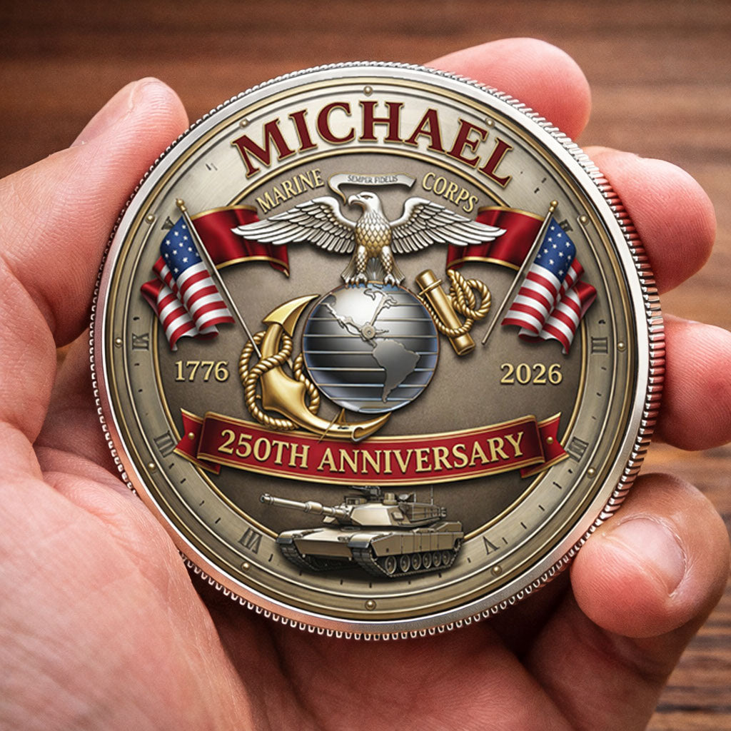 USA 250th Anniversary U.S. Marin Corps- Custom Name Printed Commemorative Coin