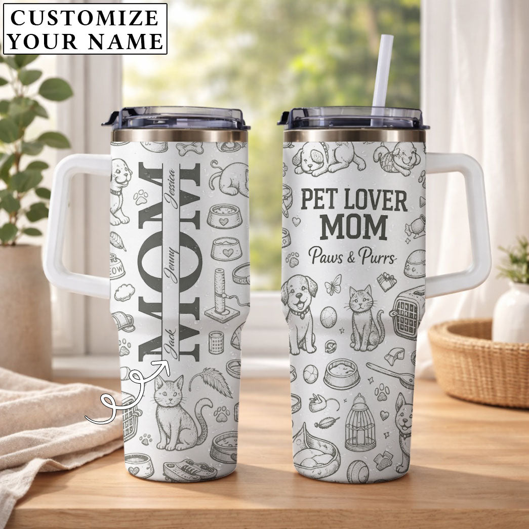 Pet Lovers Mom - Personalized 40oz Tumbler