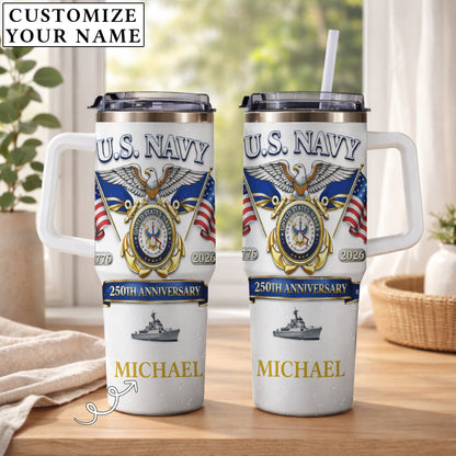 USA 250th Anniversary U.S. Navy - Custom Name 40oz Tumbler