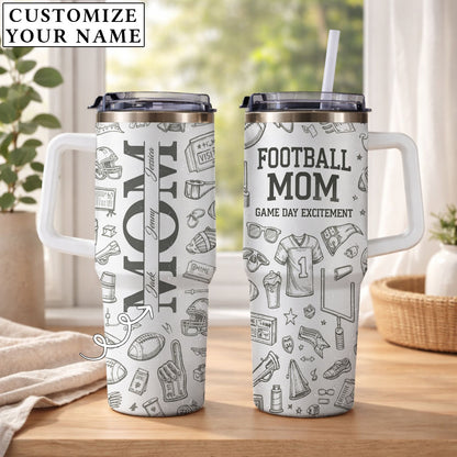 Football Mom Game Day Excitement - Personalized 40oz Tumbler