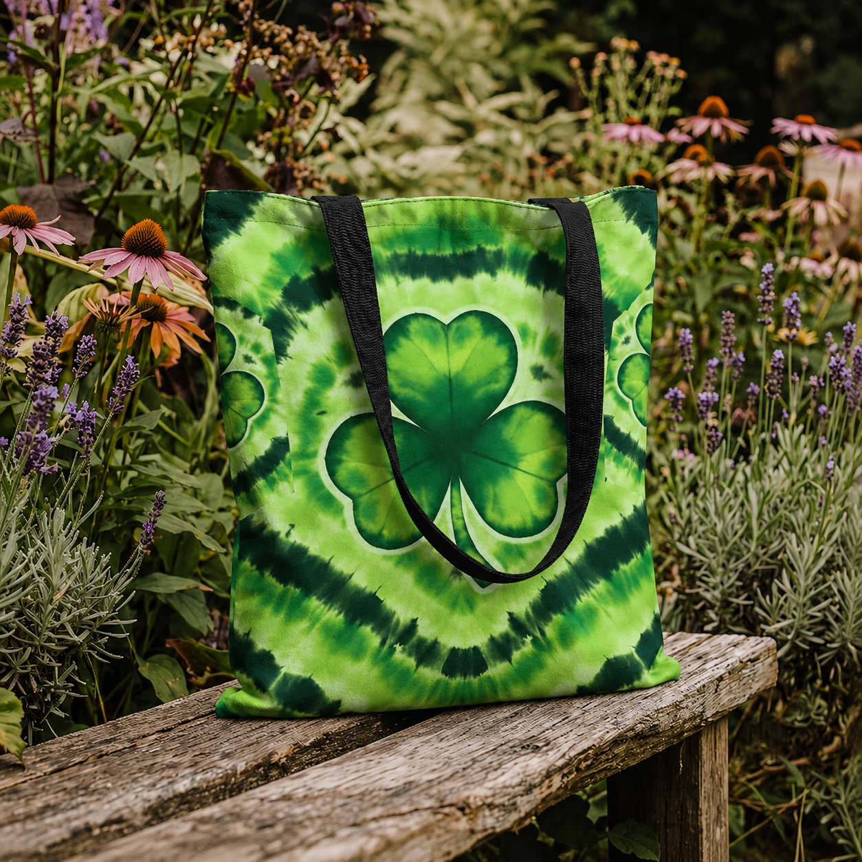 Shamrock Green Color Patrick's Day Printed Tote Bag
