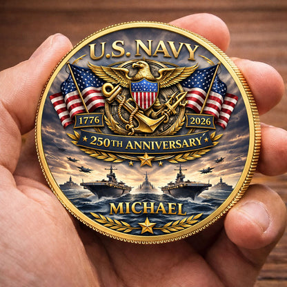 USA 250th Anniversary U.S. Navy - Custom Name Printed Commemorative Coin