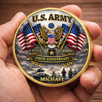 USA 250th Anniversary U.S. Army - Custom Name Printed Commemorative Coin