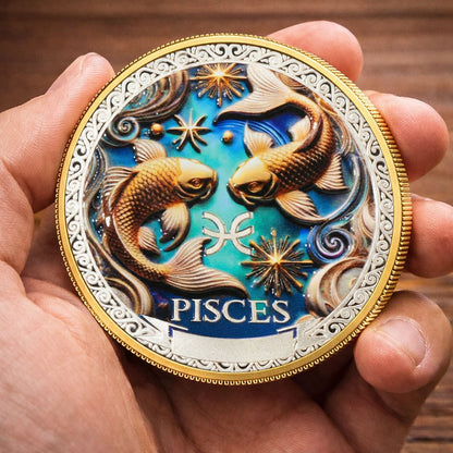 Tarot Zodiac Pisces Sign Printed Commemorative Coin