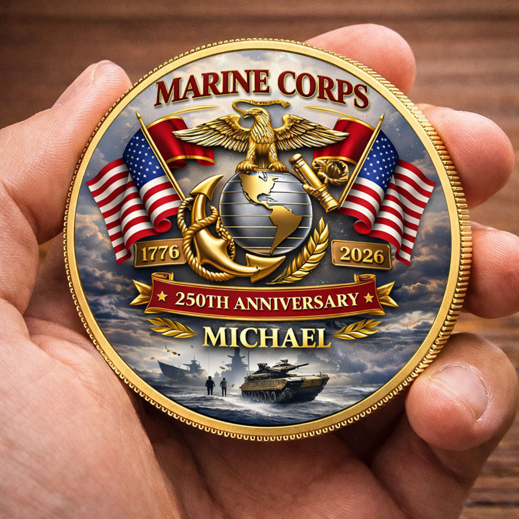 USA 250th Anniversary U.S. Marine Corps - Custom Name Printed Commemorative Coin