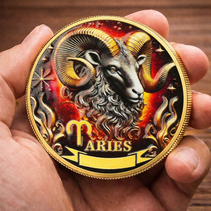 Tarot Zodiac Aries Sign Printed Commemorative Coin