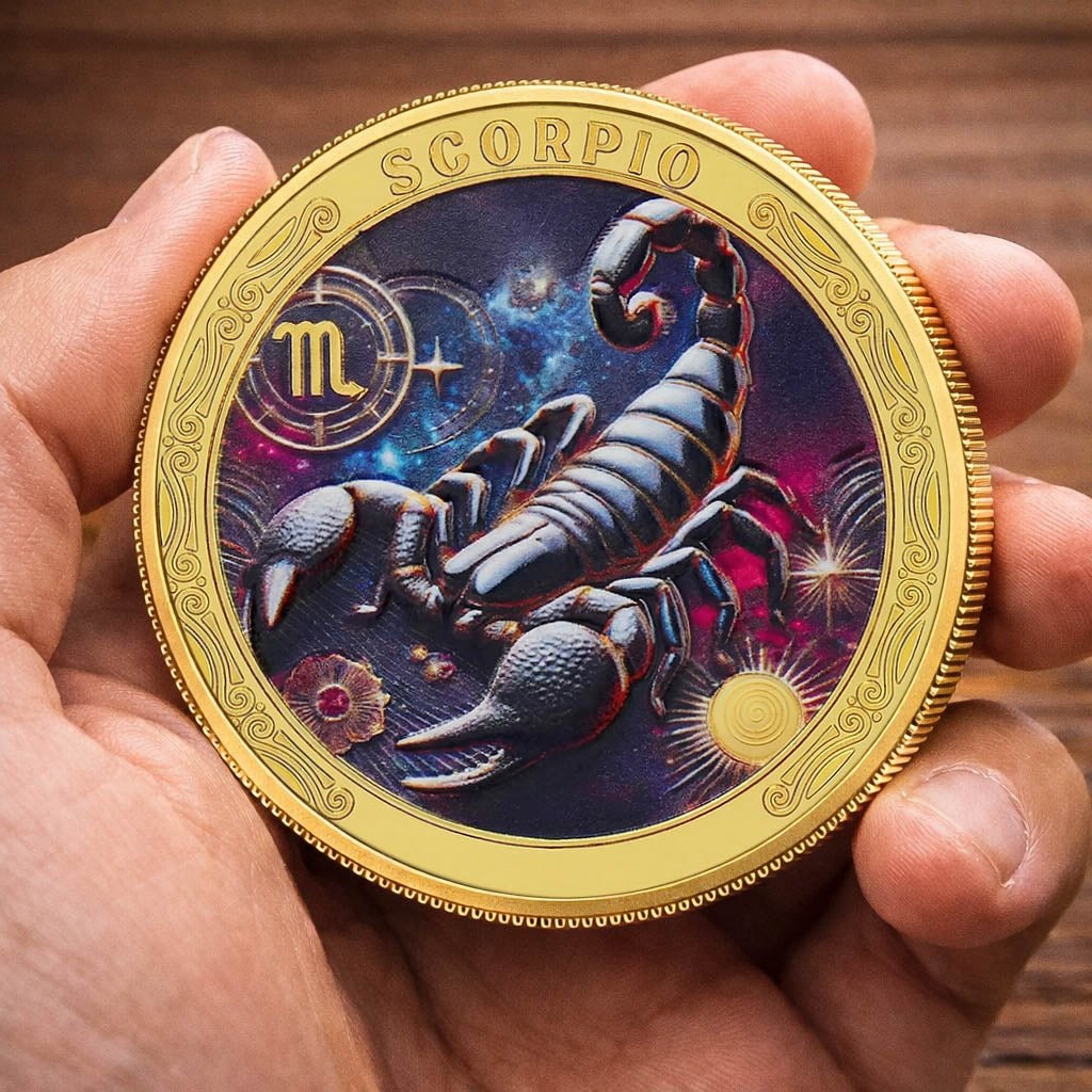 Tarot Zodiac Scorpio Sign Printed Commemorative Coin