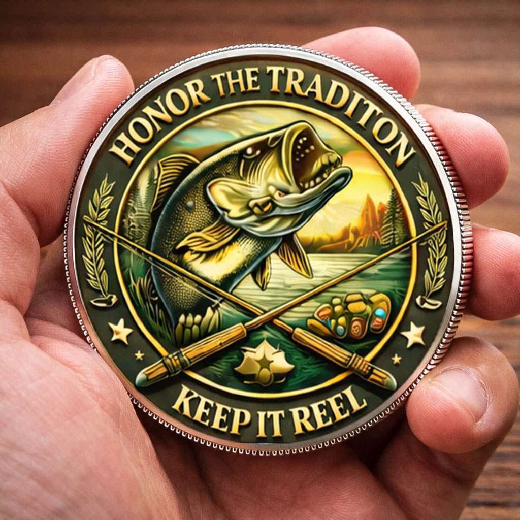 Keep It Reel Printed Commemorative Coin With Pocket Hug Leather Keychain