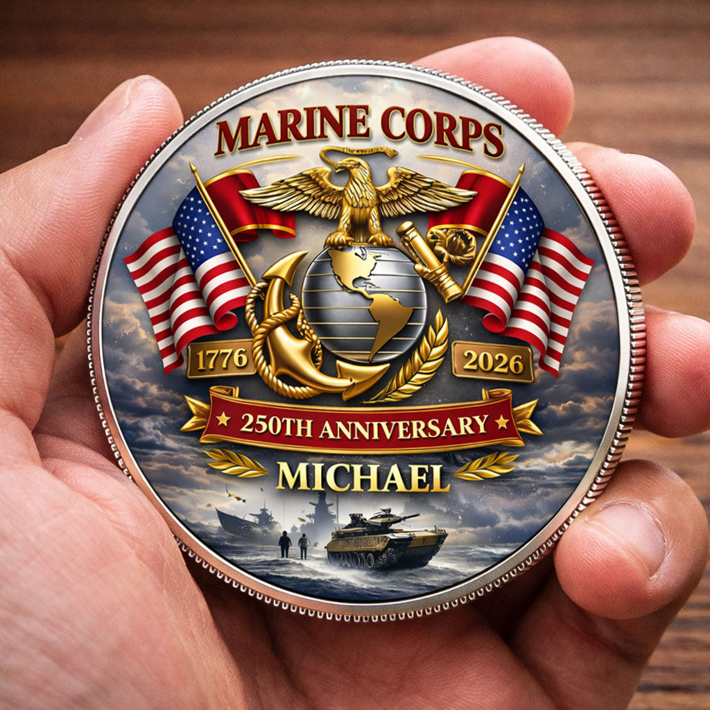 USA 250th Anniversary U.S. Marine Corps - Custom Name Printed Commemorative Coin