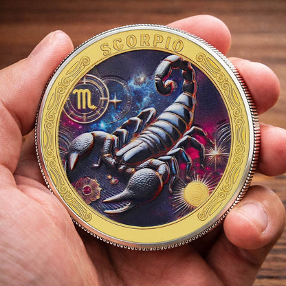 Tarot Zodiac Scorpio Sign Printed Commemorative Coin