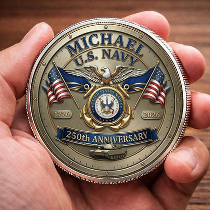 USA 250th Anniversary U.S. Navy - Custom Name Printed Commemorative Coin