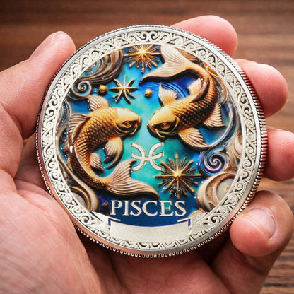 Tarot Zodiac Pisces Sign Printed Commemorative Coin