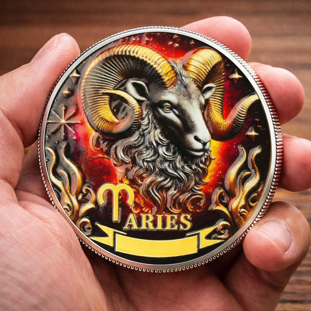 Tarot Zodiac Aries Sign Printed Commemorative Coin